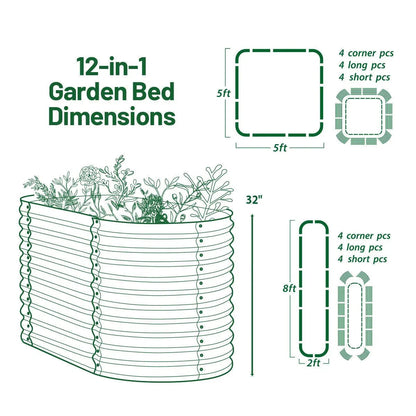 Olle Gardens 32" Tall, 12-in-1 Raised Garden Bed